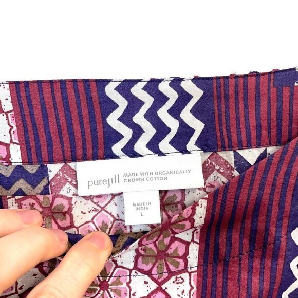 J. Jill boxy patchwork print organic cotton top blouse Size L boho lagenlook flo - Picture 5 of 8